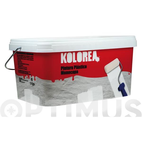 PINTURA PLÁSTICA BLANCOINTERIOR 1 CAPA MATE LAVABLE 5 KG KOLOREA 