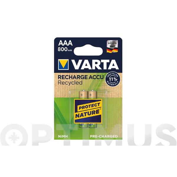 PILA RECARGABLE RECYCLED AAA 800 MAH BLÍSTER 2 UNIDADES VARTA