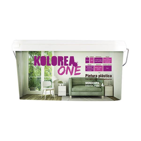 PINTURA PLASTICA BLANCO INTERIOR MONOCAPA ONE 4 LT KOLOREA