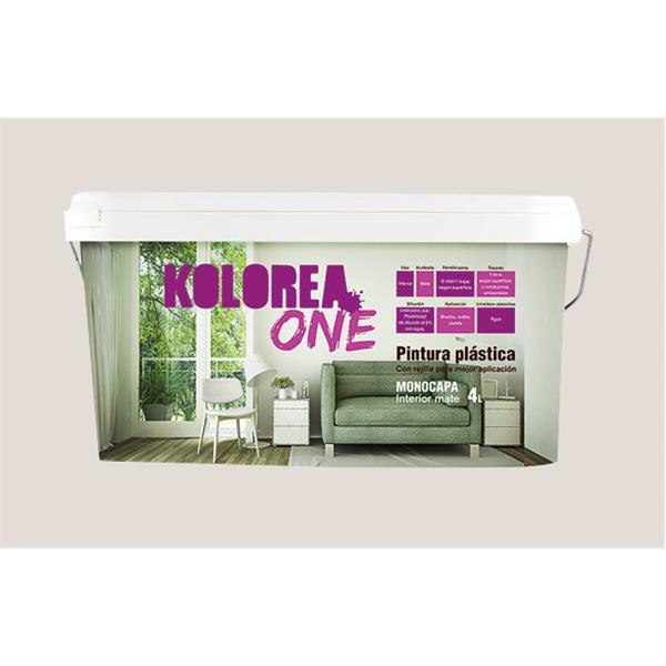 PINTURA PLASTICA BEIGE CALIDO INTERIOR MONOCAPA ONE 4 LT KOLOREA