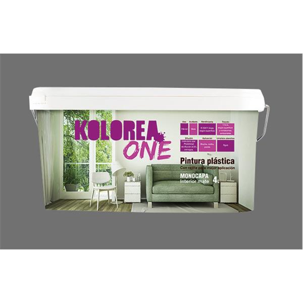 PINTURA PLASTICA GRIS ANTRACITA INTERIOR MONOCAPA ONE 4 LT KOLOREA