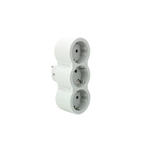 ADAPTADOR FRONTAL TRIPLE 10/16A ENTRADA VERTICAL BLANCO/GRIS