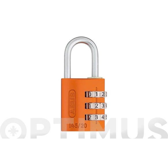 CANDADO ALUMINIO COMBINACION 145/20 20 MM NARANJA ABUS