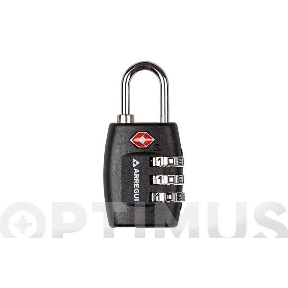 CANDADO CON COMBINACION Y CIERRE TSA HOMOLOGADO (26MM) (NEGRO) ARREGUI