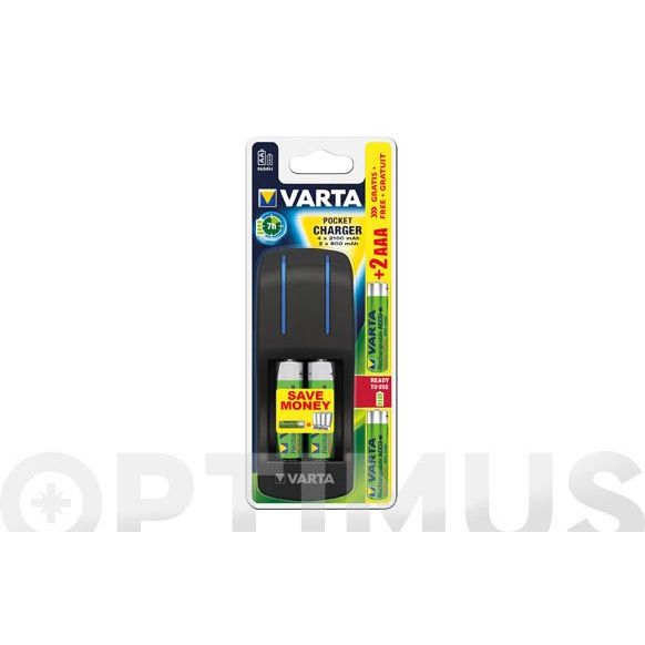 CARGADOR DE PILAS PARA 4 PILAS AA 2100 + 2 PILAS AAA 800 POCKET VARTA