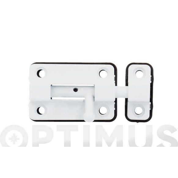 CERROJO PASADOR BASE PLASTICO MOD.383 54 X 36 MM ACERO BLANCO AMIG