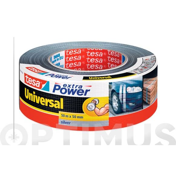 CINTA AMERICANA UNIVERSAL EXTRA POWER 50 MT X 50 MM PLATA TESATAPE