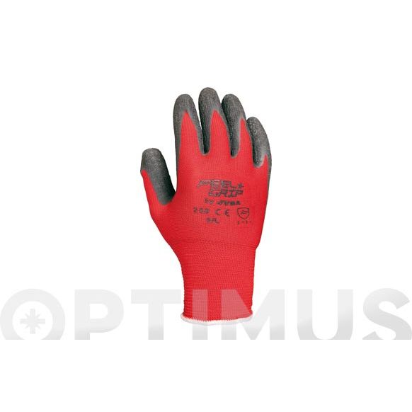 GUANTE POLIAMIDA ROJORECUBIERTO DE LATEX RUGOSO GRIS CARTONCILLO   H256/10  JUBA