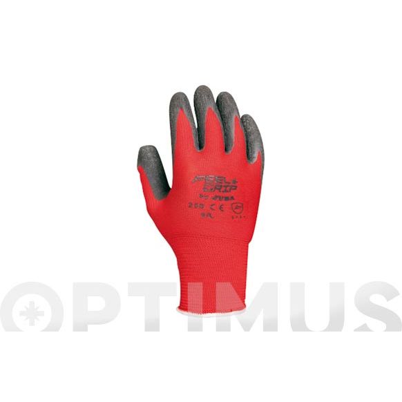 GUANTE POLIAMIDA ROJORECUBIERTO DE LATEX RUGOSO GRIS CARTONCILLO   H256/7  JUBA