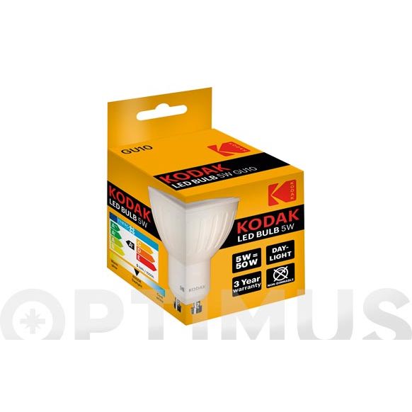 LAMPARA LED DICROICA 120º 400LM (5UNIDADES) GU10 5W FRIA KODAK