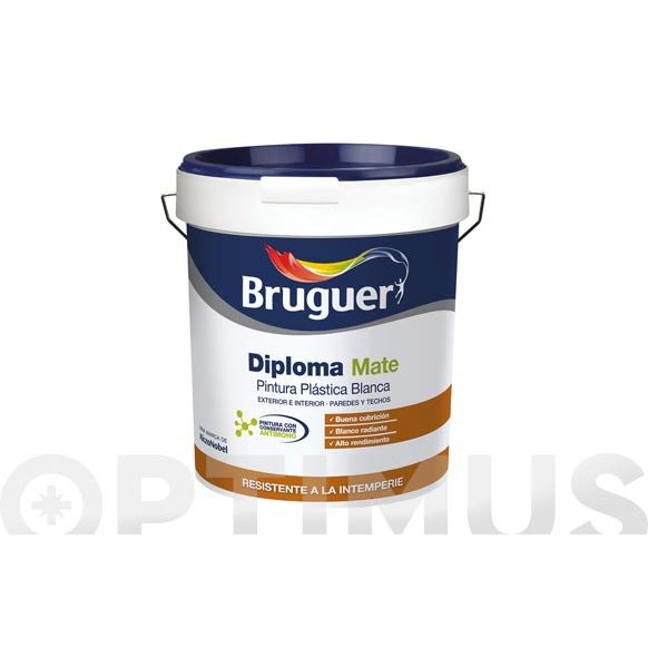 PINTURA PLÁSTICA EXTERIOR BLANCO MATE 4L DIPLOMA BRUGUER