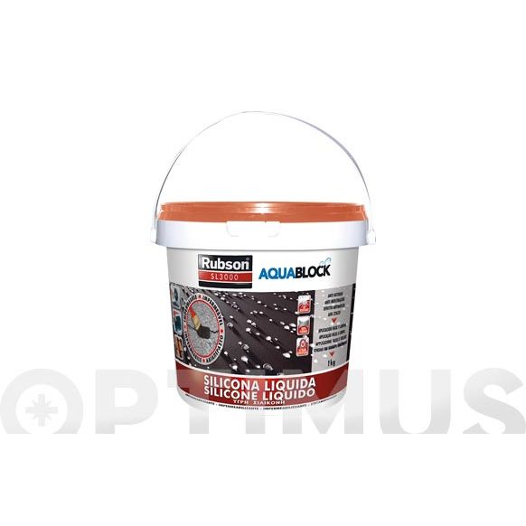 SILICONA LIQUIDA IMPERMEABILIZANTE AQUABLOCK SL3000 1KG GRIS RUBSON