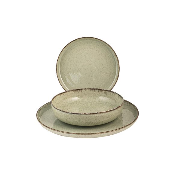 VAJILLA 12 PZ PORCELANA PEARL VERDE