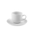 TAZA CAFE CON PLATO PORCELANA GRABADO BLANCO